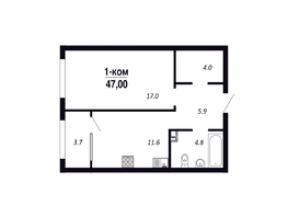 Продается 1-комнатная квартира ЖК ПАРК-квартал «Королёв», дом 6, 47  м&sup2;, 7285000 рублей
