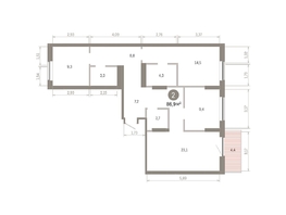 Продается 3-комнатная квартира ЖК Кварталы Драверта, дом 3, 86.89  м&sup2;, 14800000 рублей