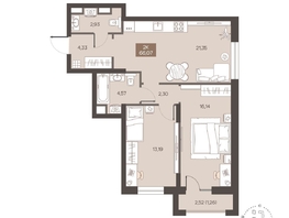 Продается 2-комнатная квартира ЖК Заря, дом 2.1, 66.07  м&sup2;, 9560000 рублей