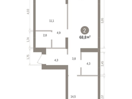 Продается 2-комнатная квартира ЖК Кварталы Драверта, дом 4, 68.84  м&sup2;, 12590000 рублей