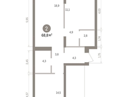 Продается 2-комнатная квартира ЖК Кварталы Драверта, дом 4, 68.84  м&sup2;, 11640000 рублей