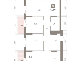 Продается 3-комнатная квартира ЖК Кварталы Драверта, дом 4, 97.82  м&sup2;, 16350000 рублей