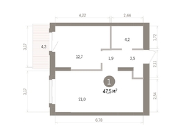 Продается 1-комнатная квартира ЖК Кварталы Драверта, дом 4, 47.52  м&sup2;, 9540000 рублей