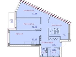 Продается 3-комнатная квартира ЖК Ленина, дом 116, блок-секция 1, 90  м², 8550000 рублей