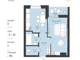 Продается 1-комнатная квартира ЖК RETROcity 2.0, 36.34 м², 4860000 рублей