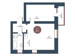 Продается 2-комнатная квартира ЖК Белозерский, корпус 1, 51.1  м², 11227278 рублей