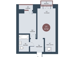 Продается 2-комнатная квартира ЖК Белозерский, корпус 1, 47.2  м², 9017032 рублей