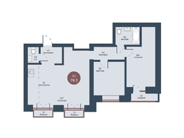 Продается 3-комнатная квартира ЖК Белозерский, корпус 1, 79.3  м², 13481000 рублей