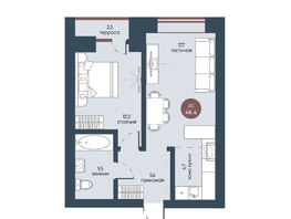 Продается 2-комнатная квартира ЖК Белозерский, корпус 1, 46.4  м², 10365920 рублей