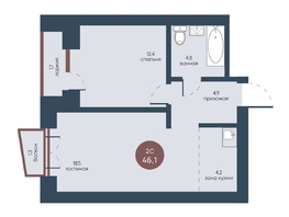 Продается 2-комнатная квартира ЖК Белозерский, корпус 2, 46.1  м², 9172614 рублей