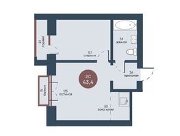 Продается 2-комнатная квартира ЖК Белозерский, корпус 3, 43.4  м&sup2;, 9574294 рублей