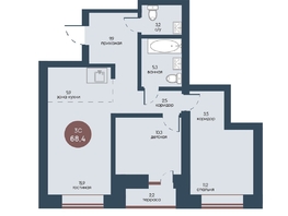 Продается 3-комнатная квартира ЖК Белозерский, корпус 3, 68.4  м², 14101210 рублей