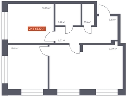 Продается 2-комнатная квартира ЖК Ломоносов, 65.1  м², 11057235 рублей