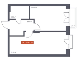 Продается 1-комнатная квартира ЖК Ломоносов, 47.07  м², 9736689 рублей