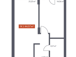 Продается 1-комнатная квартира ЖК Ломоносов, 44.57  м², 8386416 рублей