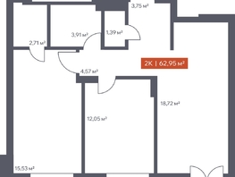 Продается 2-комнатная квартира ЖК Ломоносов, 62.95  м&sup2;, 10824155 рублей