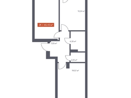 Продается 2-комнатная квартира ЖК Ломоносов, 65.43  м², 11257904 рублей