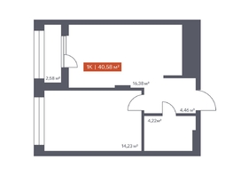 Продается 1-комнатная квартира ЖК Ломоносов, 40.58  м², 8847700 рублей