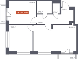 Продается 2-комнатная квартира ЖК Ломоносов, 66.48  м², 11436073 рублей