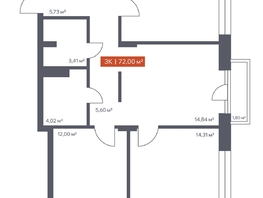Продается 3-комнатная квартира ЖК Ломоносов, 72  м², 12386879 рублей