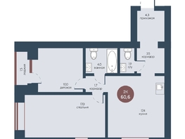 Продается 2-комнатная квартира ЖК Белозерский, корпус 2, 60.6  м², 9605100 рублей