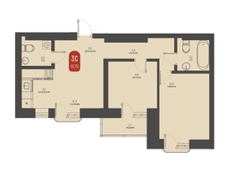 Продается 3-комнатная квартира ЖК Косарева, дом 6, 51.75  м&sup2;, 11018900 рублей