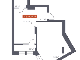 Продается 1-комнатная квартира ЖК Ломоносов, 44.45  м&sup2;, 8517170 рублей