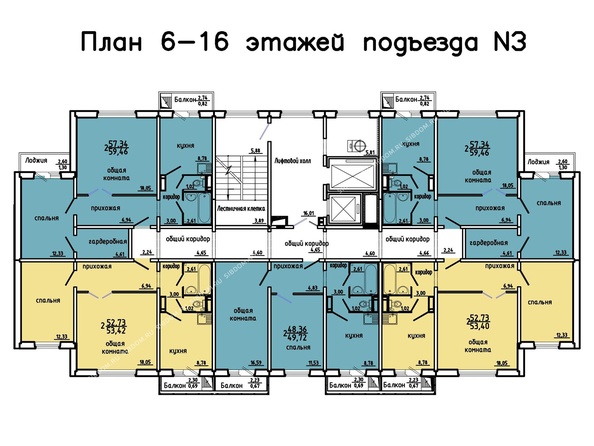 3 подъезд, 6-16 этажи